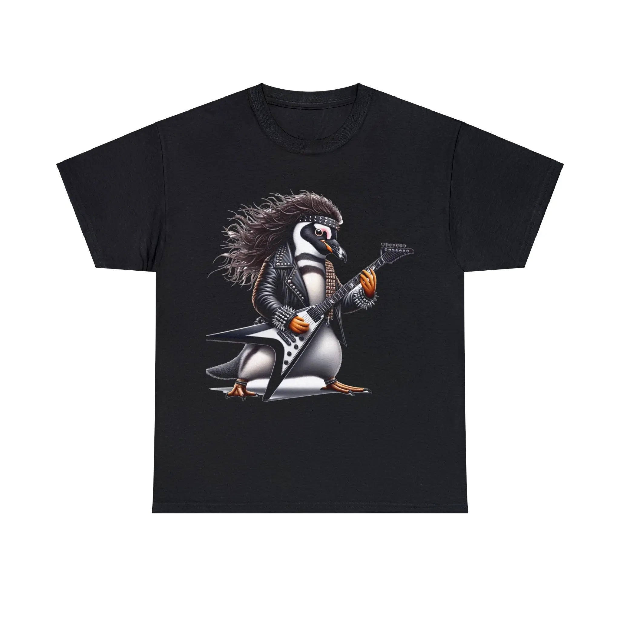 Rockin' Heavy metal Penguin guitarist graphic tee