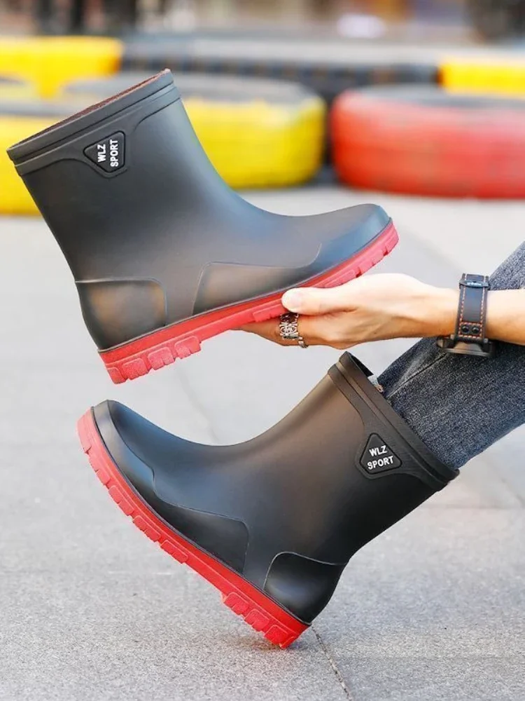 

Ботильоны с нескользящим круглым носком, оригинальная мужская обувь для подростков, удобные износостойкие грязевые сапоги с широкими пальцами, дешевые водные непромокаемые сапоги для мужчин