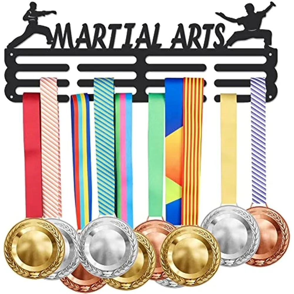 

Martial Arts Medal Display Rack Chinese Kung Fu Medal Hanger Iron Wall Mounted Hooks for 60+ Medals Trophy Holder Awards Sports