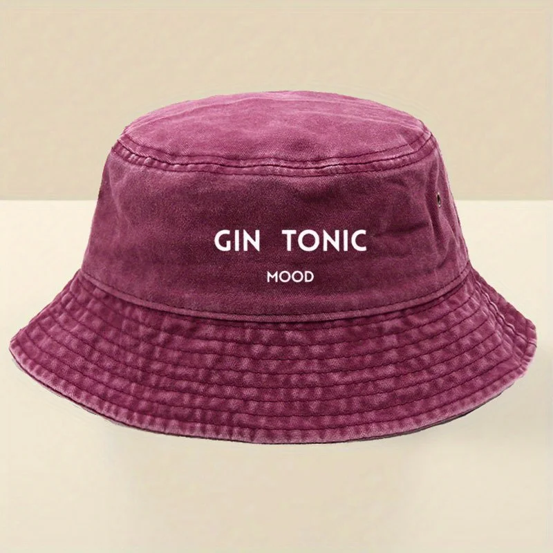 GIN TONIC Bucket Hat mit Schriftzug, Outdoor-Kopfbedeckung |   Sport-Baseballkappe |   Robuster Hut, geeignet zum Wandern, für Street Fashion und Outdoor-Aktivitäten.