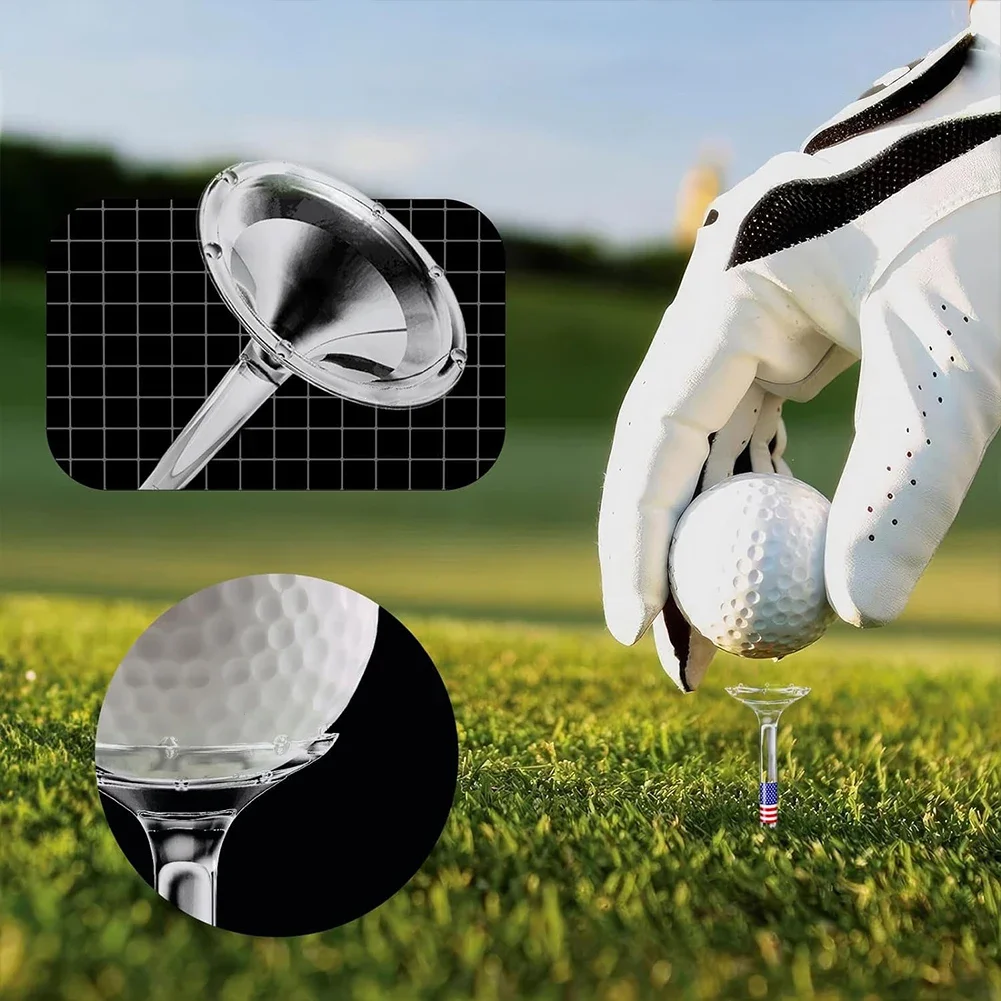 TINSOL 10 Stück lange Golf-Tees, unzerbrechlich, 83 mm, transparent, mit amerikanischer Flagge, reduziert Reibung und seitliches Drehmoment, Golf-Zubehör – Detail 8