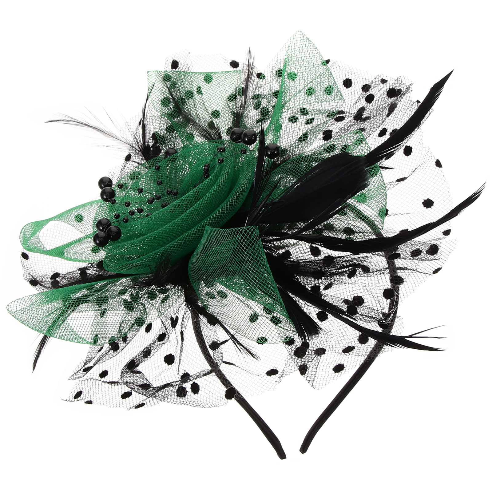 

Color-blocked Mesh Flower Headbands Fascinator Hat Women Tea Party Bridal Headdress Elastic Headband Removable Clips Lightweight