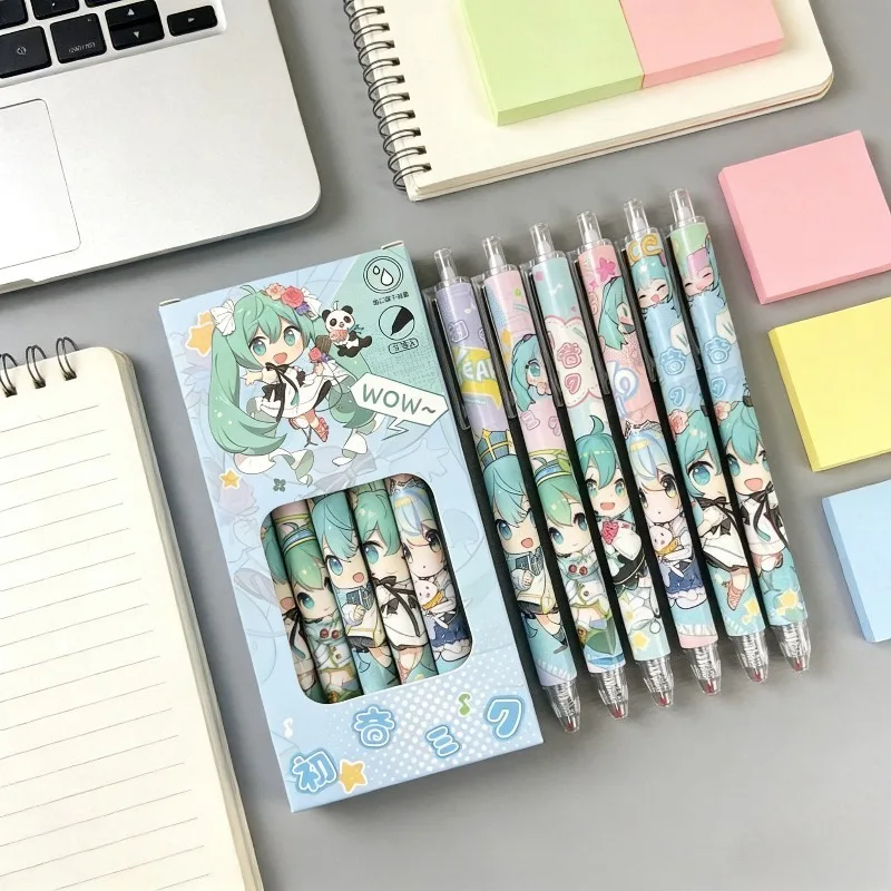 Hatsune Miku quick-drying gel pen limited to 6 pieces for students to write questions 0.5mm black pen school supplies wholesale view 2