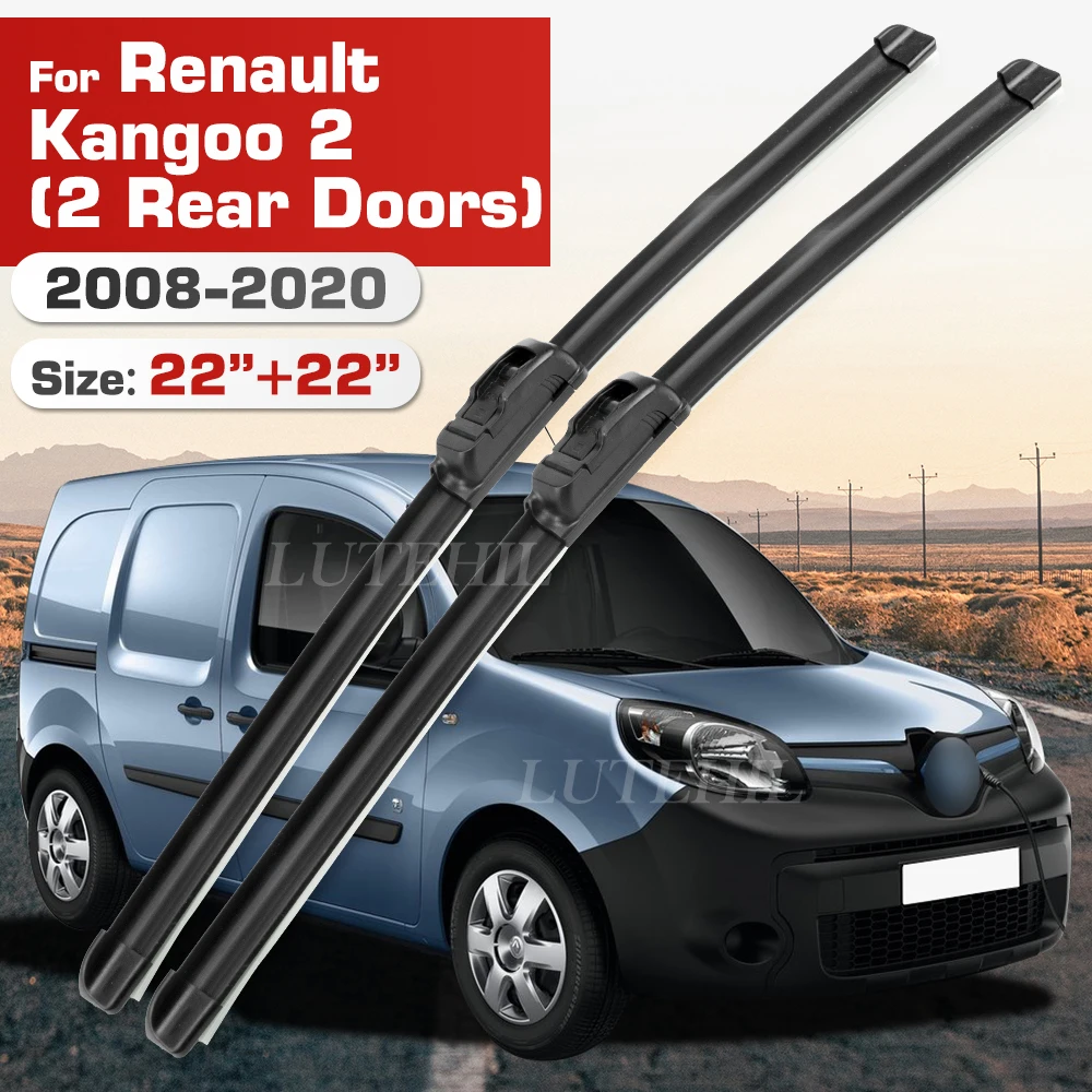 Wischer für Renault Kangoo 2 (2 Hintertüren) 2008–2020 2009 2010 2011, Frontblätter, Windschutzscheibe, Windschutzscheibe, Fensterbürste, 22 Zoll + 22 Zoll