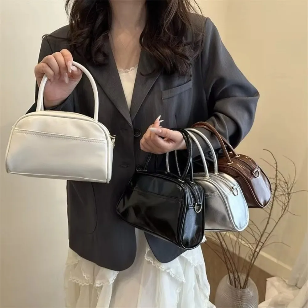 

Korean Style Ladies' Single Shoulder Bag PU Leather Polyester Lining Shell Bag Zipper Closure Small Size Square Bag for Women