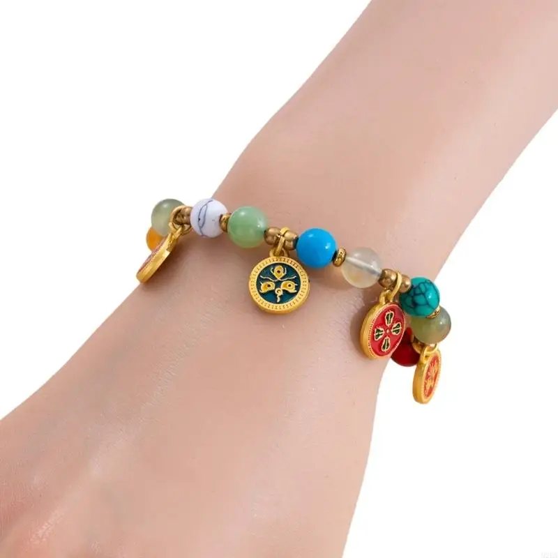 2026 New Handwoven Nepalese Bracelet With Adjustable Alloy Closure And Colorful Acrylic Beads In Traditional Tibetan Design