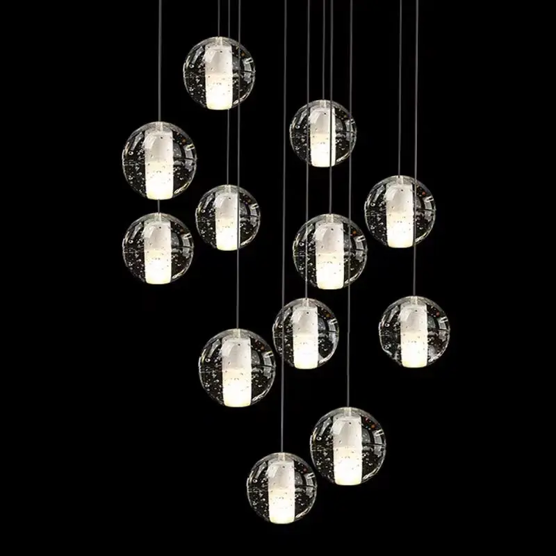 Floating crystal ball, stair Villa light, direct sales, restaurant bar interior decoration, creative chandelier