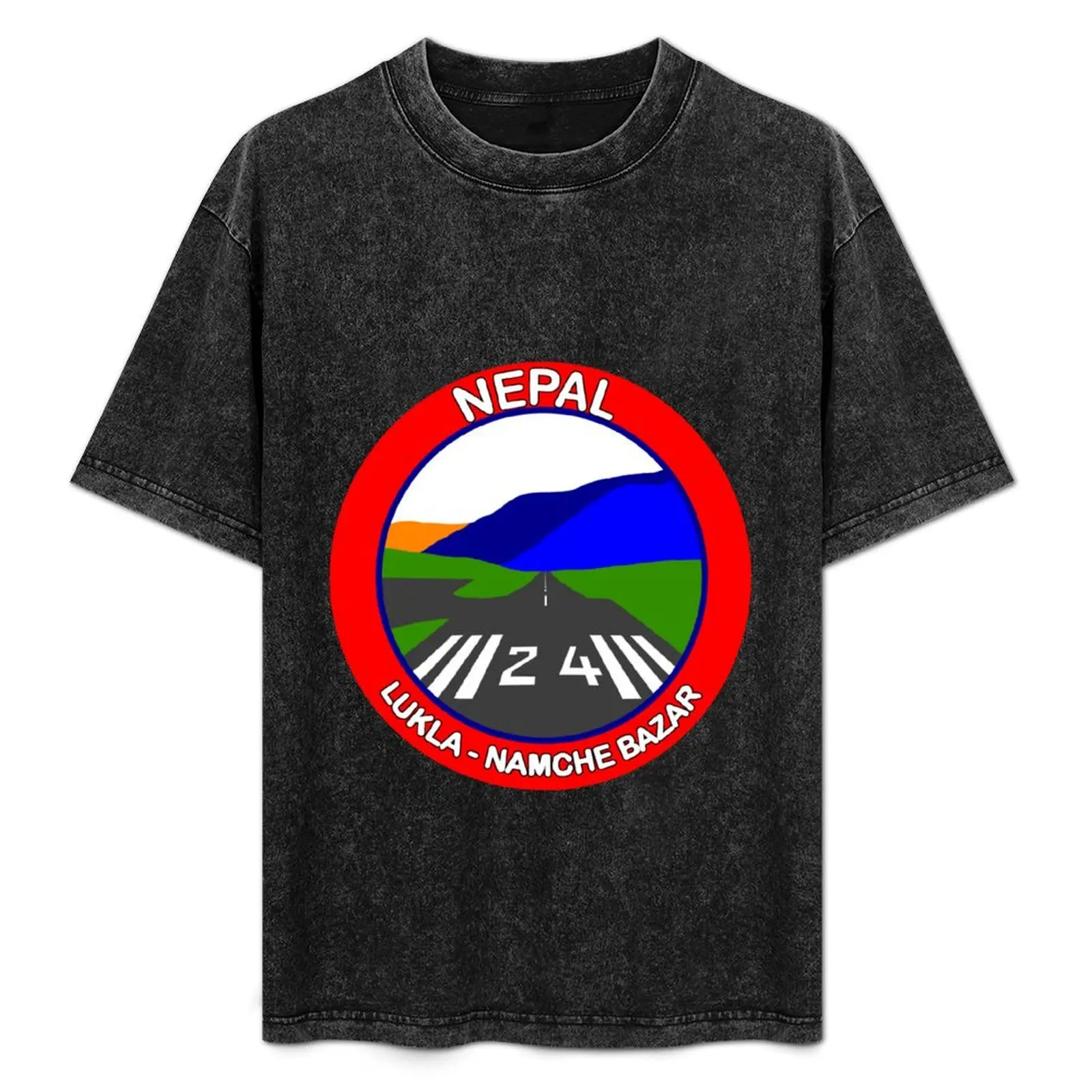 Camiseta Lukla Namche Bazar Nepal sin planchar, informal, de manga corta