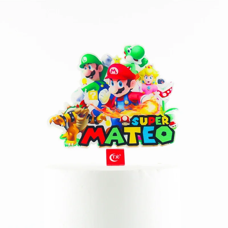 Figurines de Super Mario Bros, Luigi, Yoshi, Bowser Chi, pour gâteau d\'anniversaire d\'enfant, fournitures de décoration