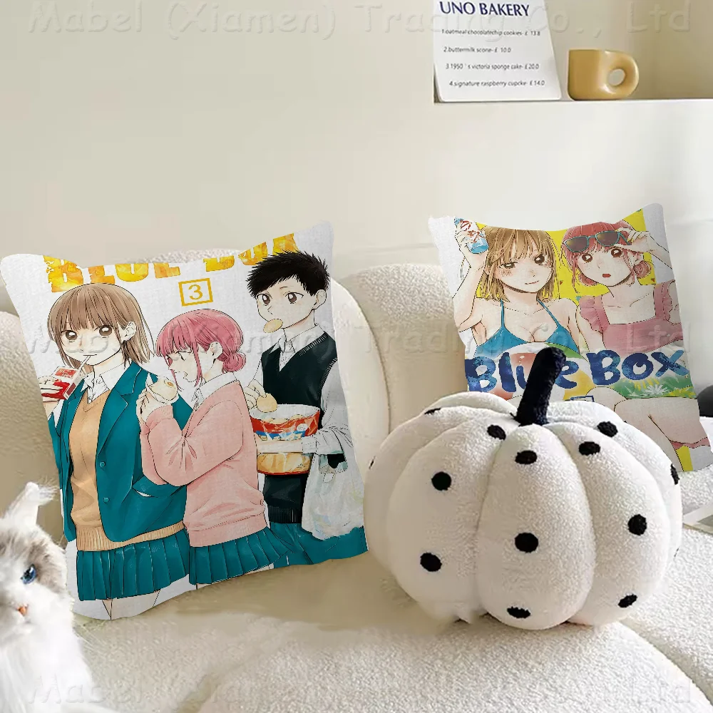 Anime Blue Box Pillow Cushion Cover Pillowcase Living Room Sofa Home Decor Customized