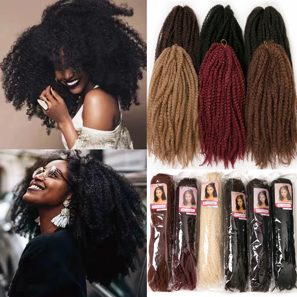VERVES Afro Kinky Braiding Hair 18 inch Synthetic Crochet Marley Braids Hair Extensions 30 Strands/Package Burgundy Black Ombre