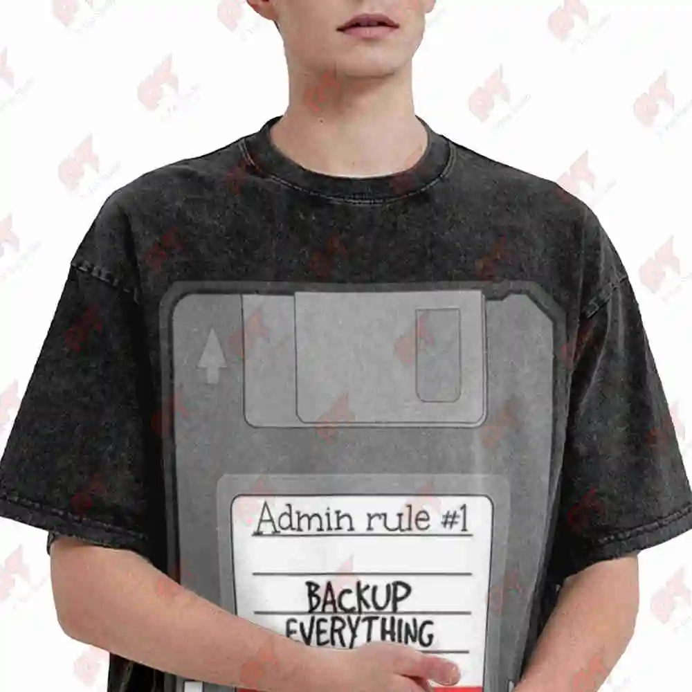 Admin Rule Backup Everything Vintage Washed Tee Pure Cotton T-Shirt