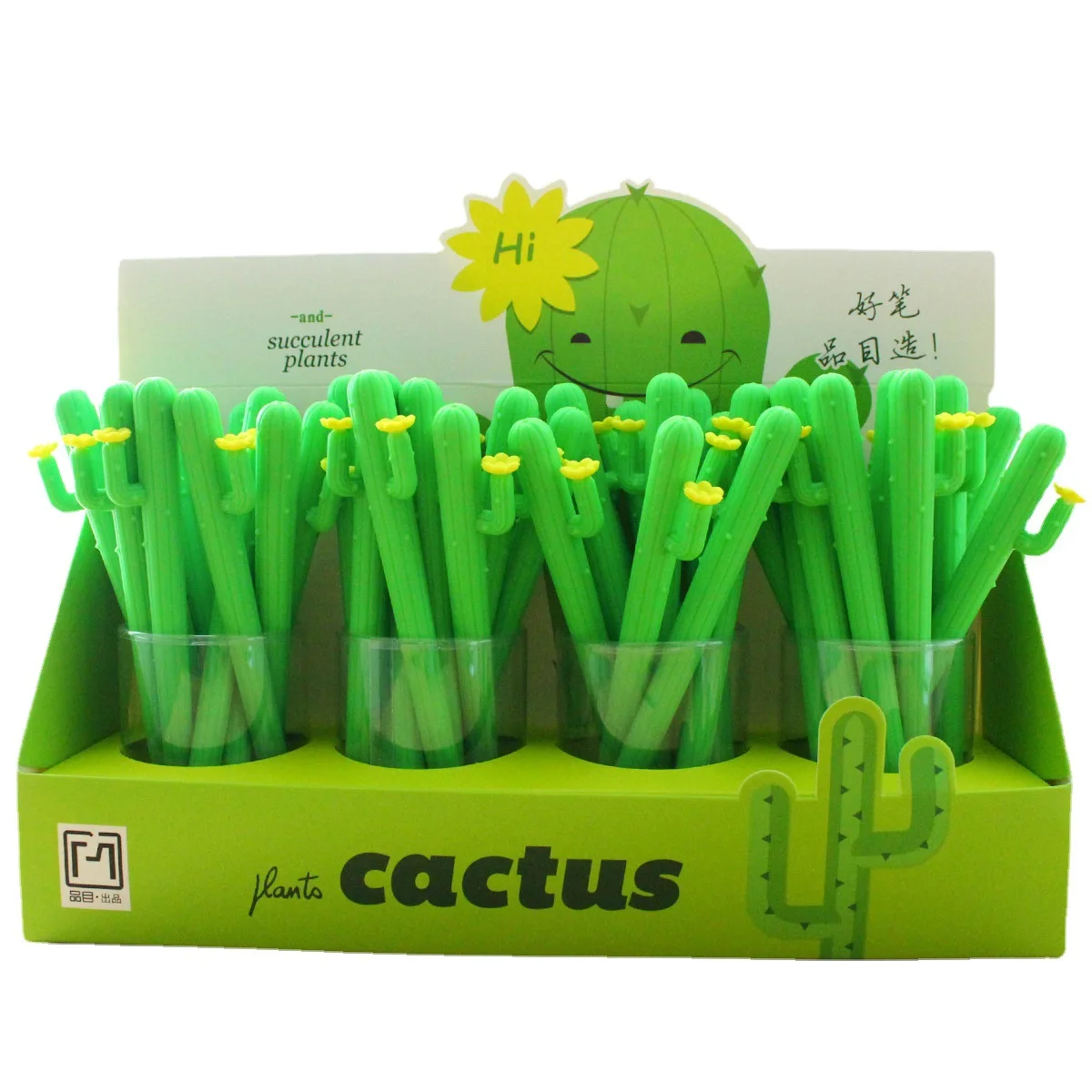 48PCS Cartoon Soft Rubber Modeling Neutral Pen, Cactus Plant Creative Signature Pen, Korean Stationery Manufacturer