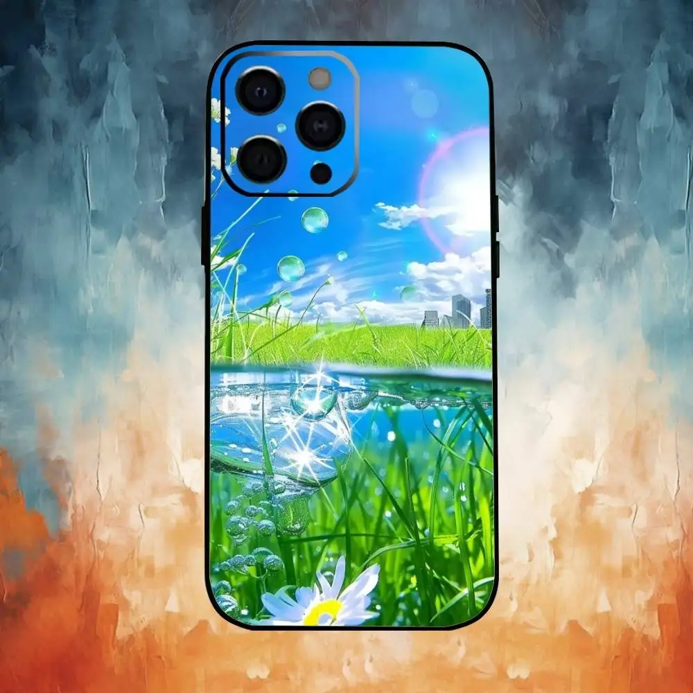 Frutiger Aero Phone Case For iPhone17,16,15,14,13,12,11 Plus,Pro Max Soft Black Cover