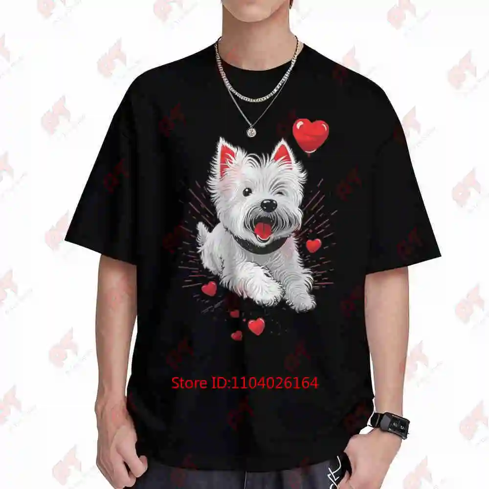 Westie Love Heart West Highland White Terrier Short Sleeve Tee 100% Cotton T-Shirt
