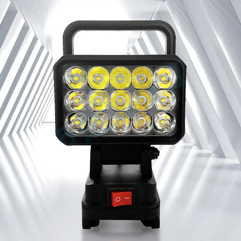 Faretto portatile con lanterna a LED a 15 perline per batteria agli ioni di litio Makita/Devon/Bosch 18V