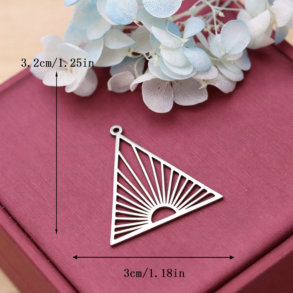 3pcs Stainless Steel Triangle Sunburst Charms Geometric Sunrise Pendant For Jewelry Making DIY Necklace Earring Accessories