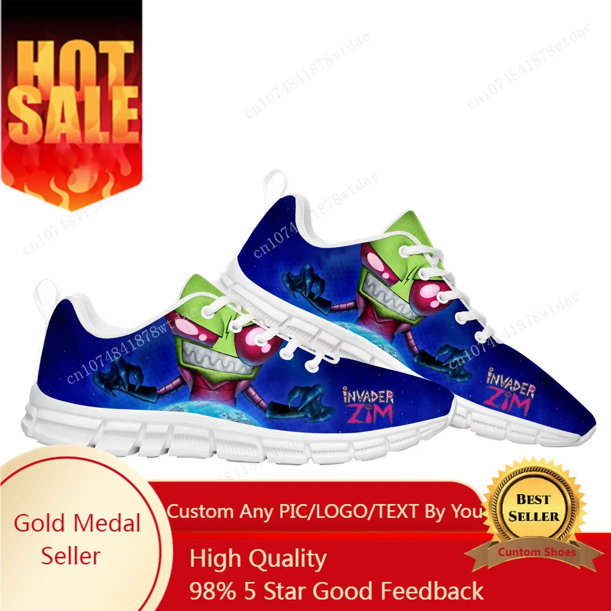 

Zim Sports Shoes Mens Womens Teenager Sneakers Invader High Quality Anime Cartoon Manga Comics Sneaker Custom Shoe