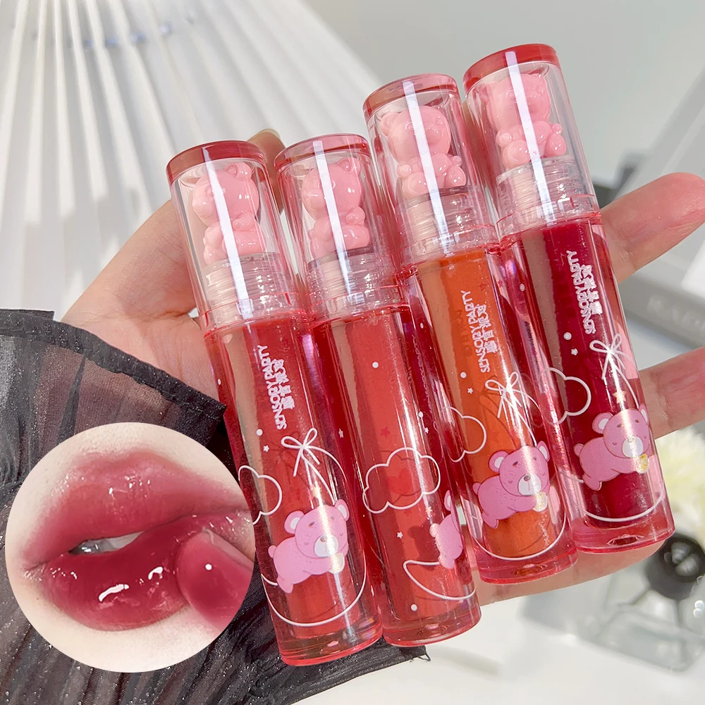 Espelho hidratante rosa vermelho brilho labial água luz geléia chá vermelho batom líquido à prova dwaterproof água duradoura lábio esmalte maquiagem cosméticos