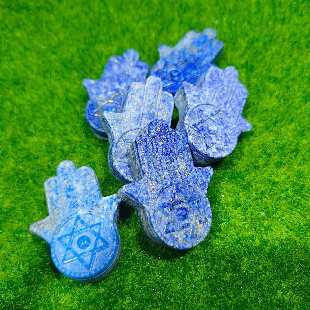 Natural Lapis Lazuli Hand Carved Hand of Fatima Home Decor Suitable Gifts for Friends and Family During The Holidays