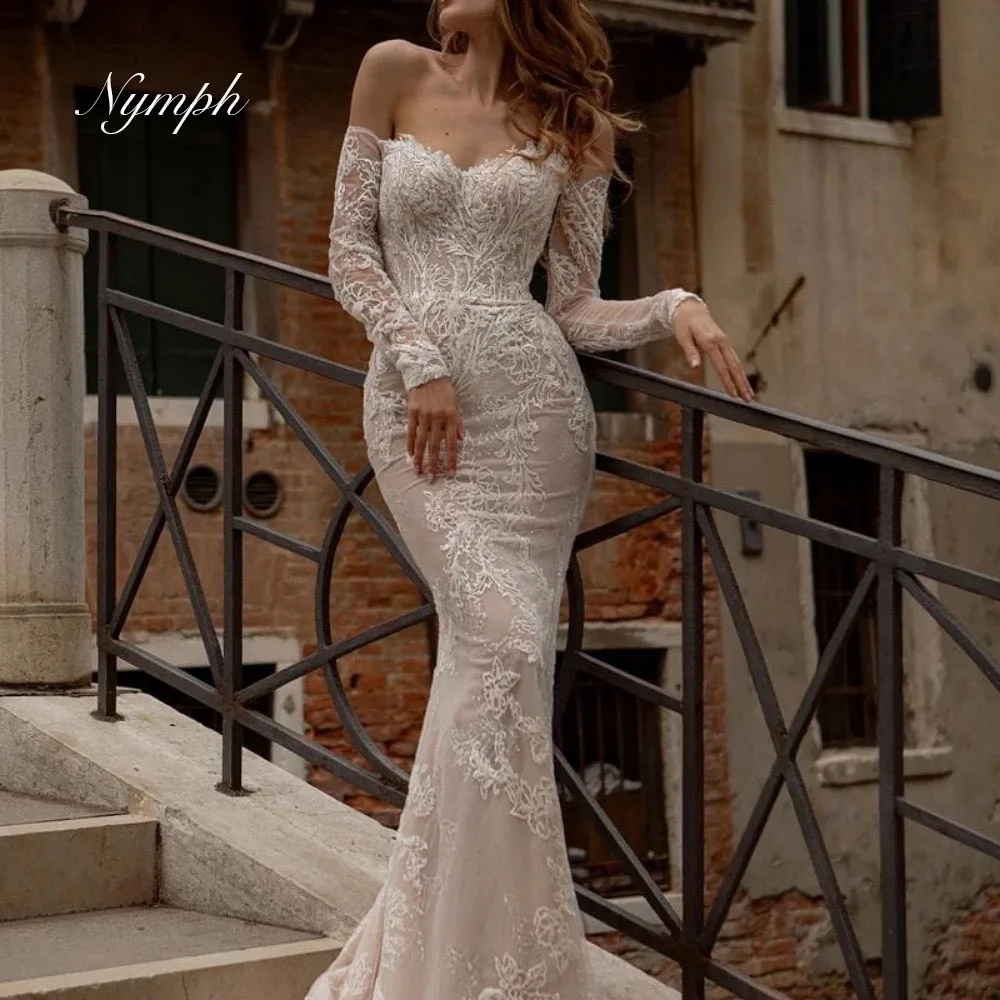 Customized Sexy Mermaid Lace Wedding Dresses For Women Off The Shoulder Sweetheart Neck Bride Gowns Dress brautkleid damen