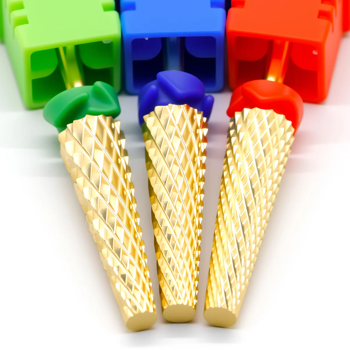 Golden Nail Drill Bits Extra Long Cylindrical Cuticle Bit Quick Armor Removal Manicure Tool Green Blue Red Mix 2PCS