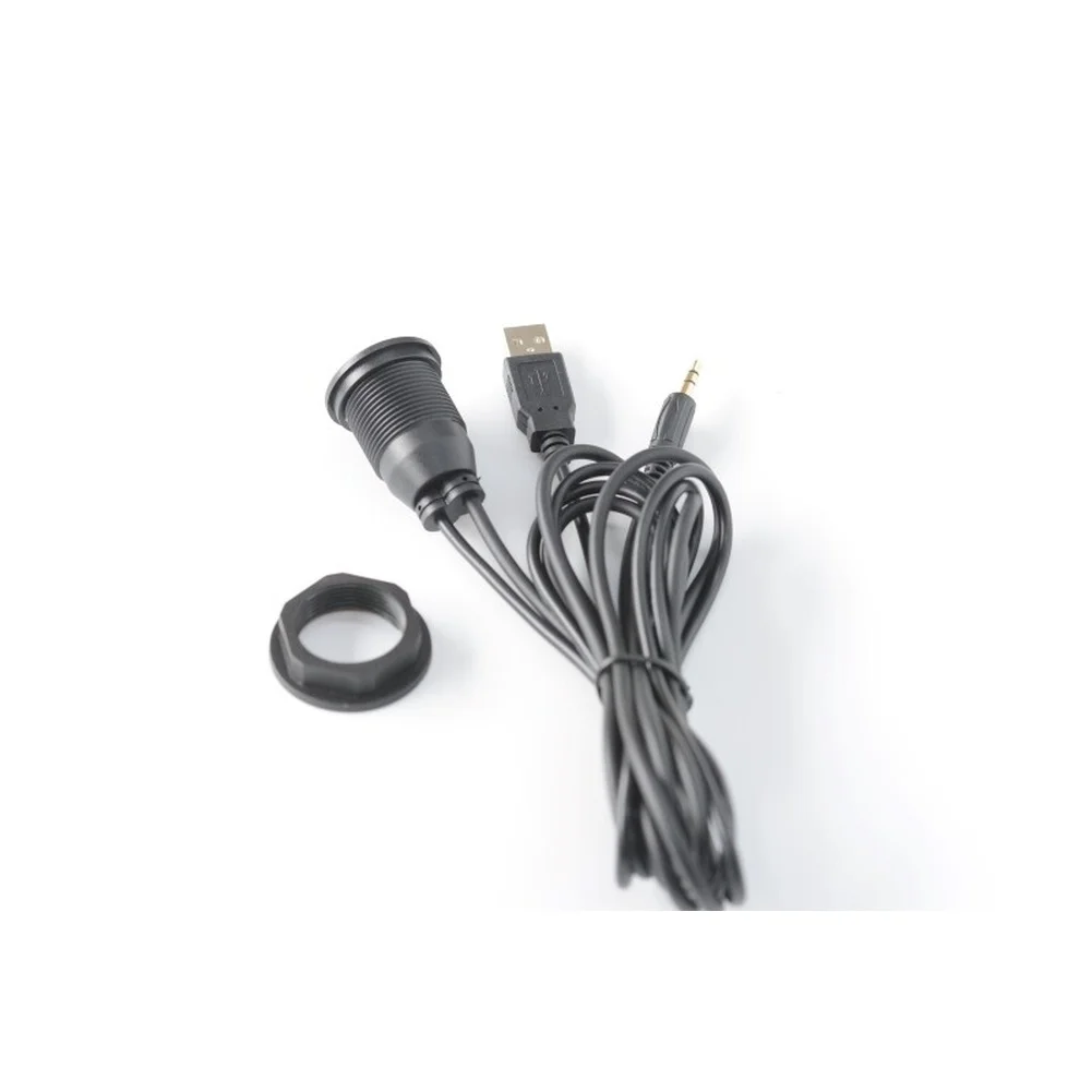150CM 3.5mm Dash Mount AUX Audio Cable Motorcycle USB Port Minimal Interference Compact Design Sleek Space-saving Setup