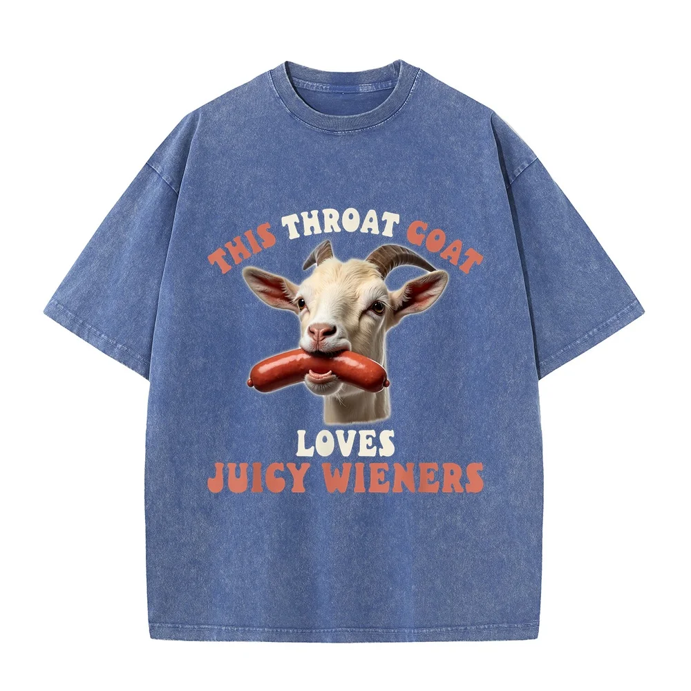 Funny Goat Swallows Juicy Wieners Inappropriate Adult T-Shirt メンズ Anime Shirt Man Clothes Full Size Men Tee Casual Cotton T