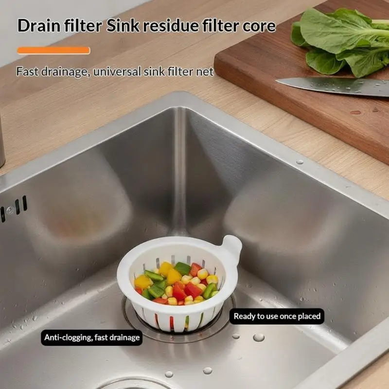 1pcs Drain Basket With Handle Kitchen Sink Strainer Food Slag Strainer Drain Trap Convenient Creative Kitchen Supplies