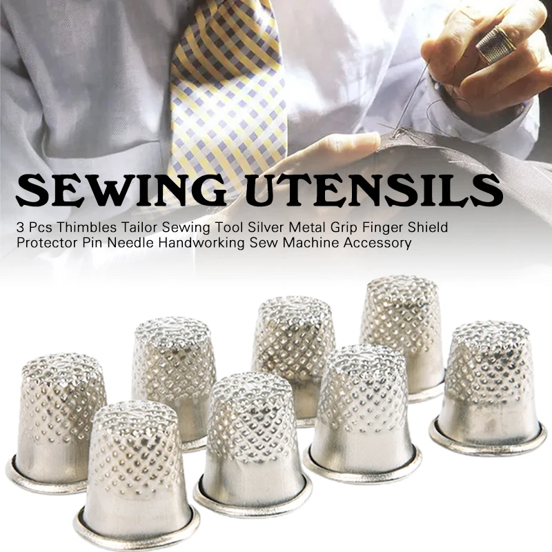 3pcs Finger Thimble Hard Protector Metal Sewing Tools Needles Partner Classical Pin Shield for Home Shop Store Sewing Accessory