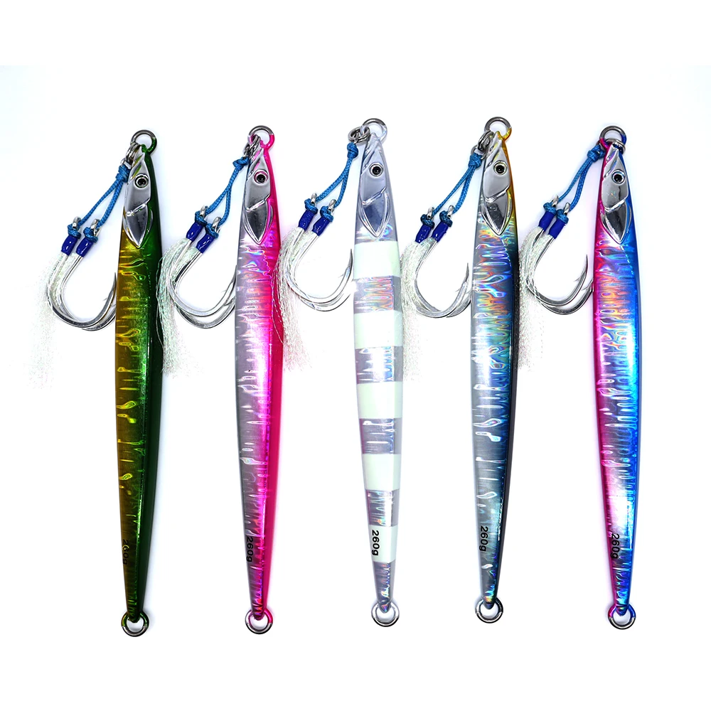 

Super lures double hook 260g Sardine Slider Jigging Lure UV Coating Long Cast Metal Jig Fishing Lure Sea Fishing Jigs