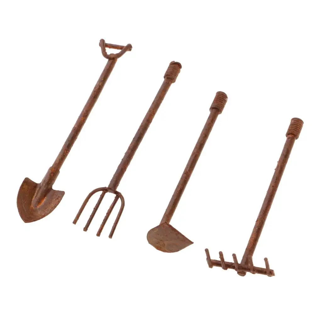 4-part Weeding Tool Set /12 Dollhouse Miniature Fairytale Garden