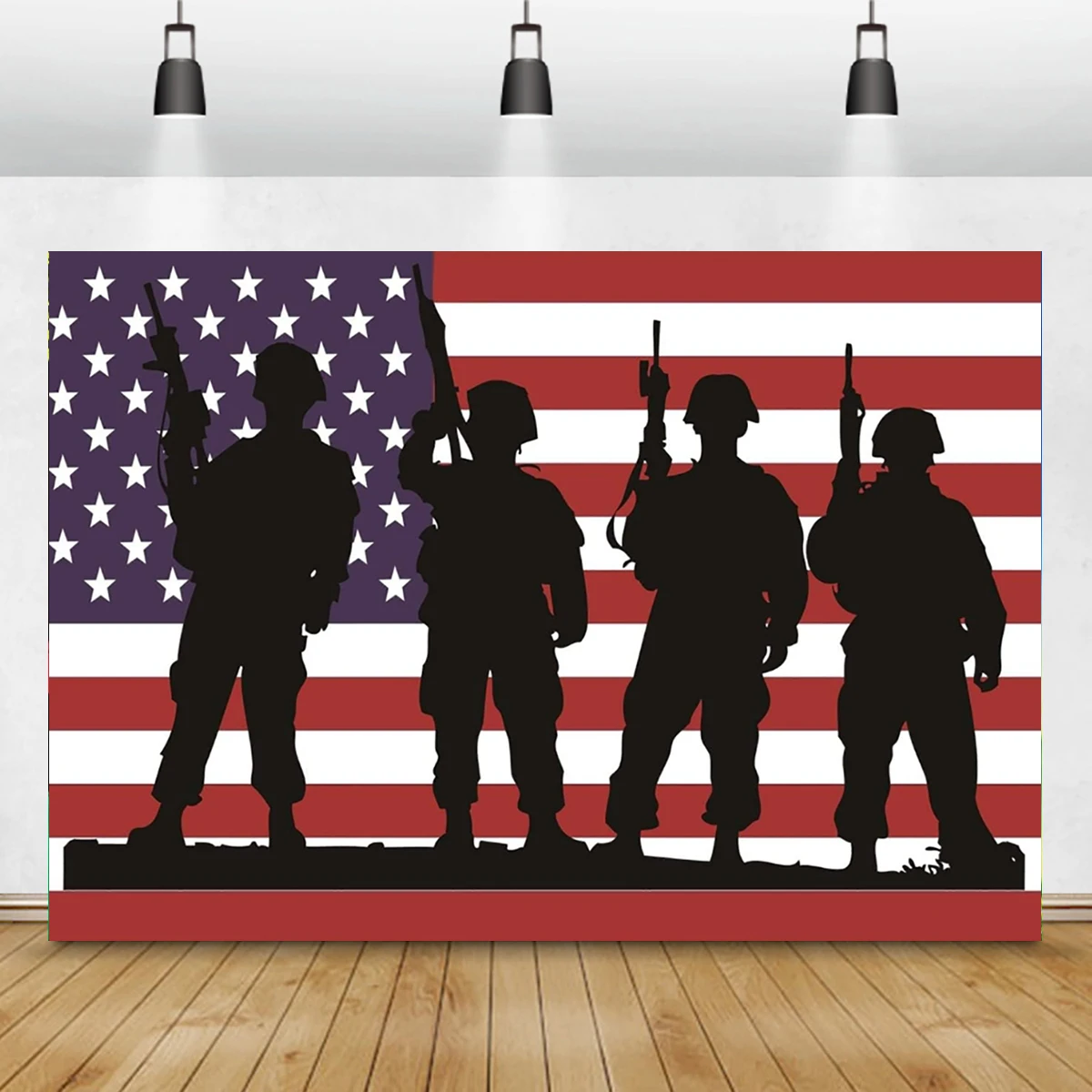 Memorial Day Photo Booth Backdrop American Patriotic Remember and Honor Photography Background Decoration Thank You Soldiers