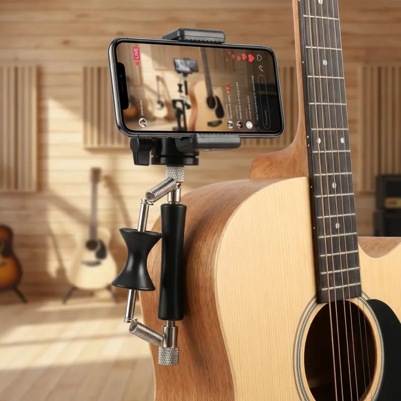 Smartphone Guitar Stand Clip Multi-Purpose Guitar Holder Support Phone For Easy Viewing And Learning Folk Guitar Phone Clamp