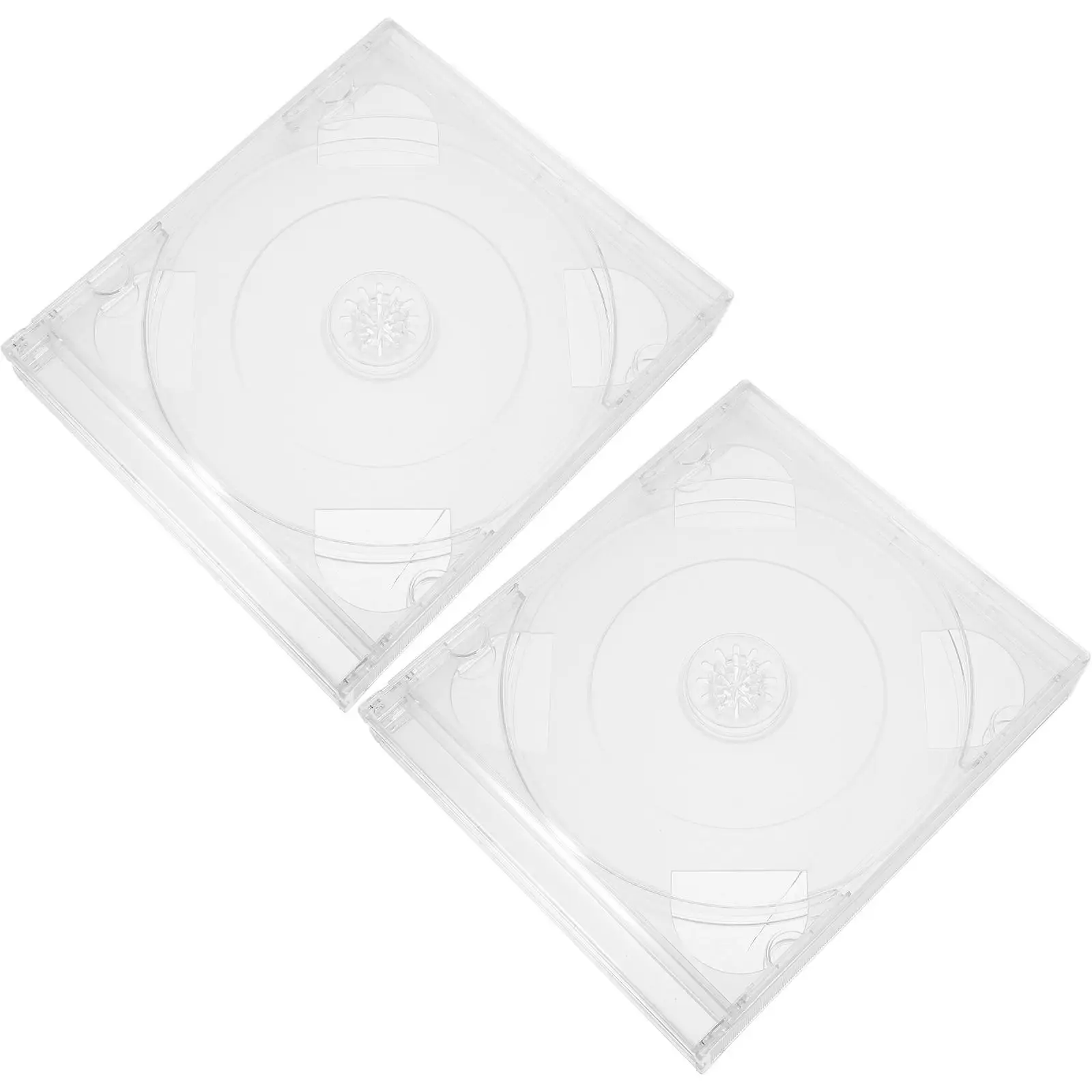 

2 Pcs CD Case Clear Cases Storage Portable Boxes Transparent DVD Holders Crystal Jewel