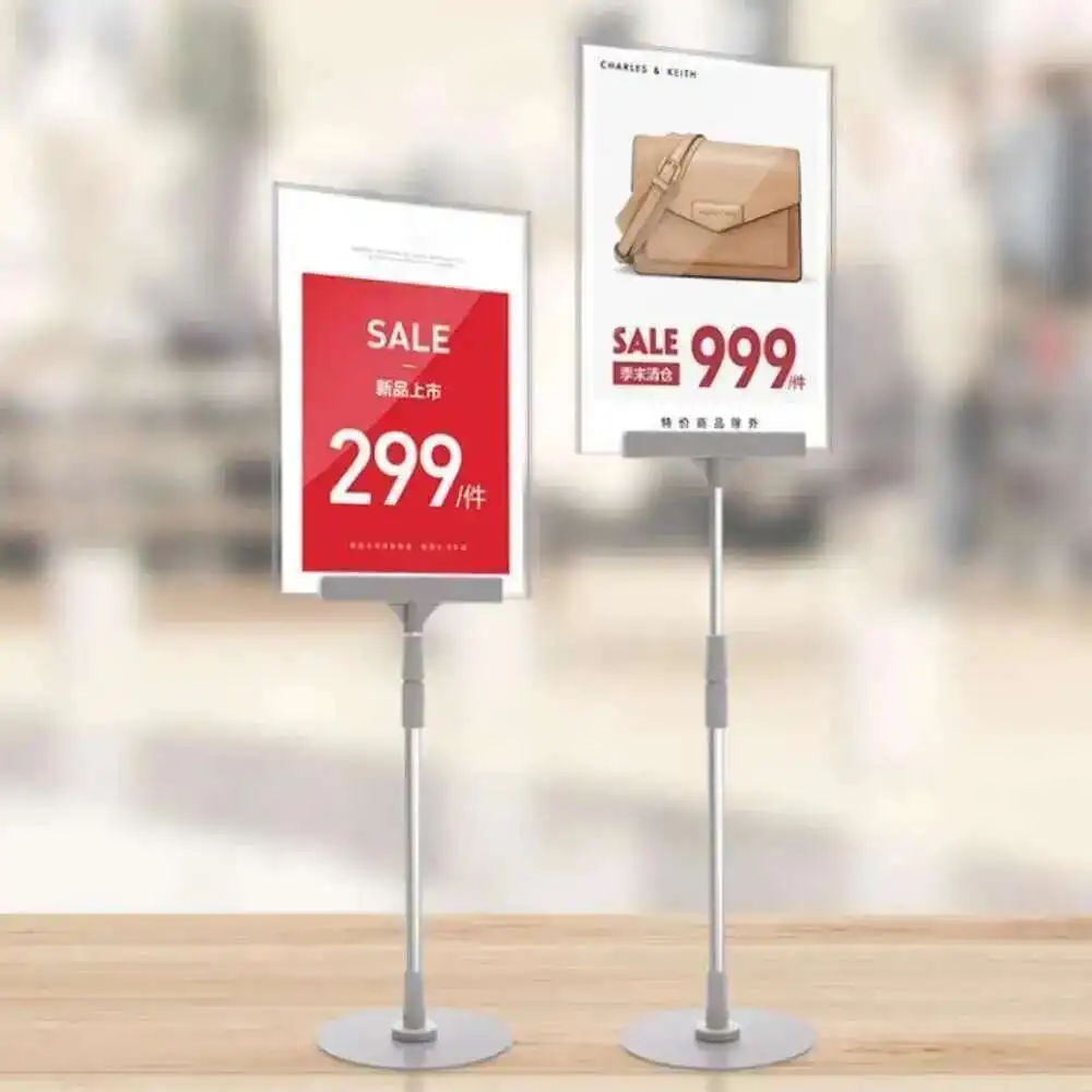 1PCS Clothing Store A4 Table Banner Stand Acrylic Poster Frame Metal Bracket for Decoration Advertising Display Rack