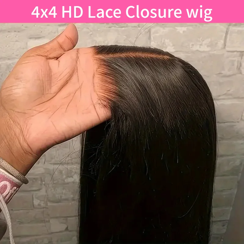 غلويليس العظام مستقيم الدانتيل شعر مستعار أمامي 4x4 5x5 قبل قطع شعر مستعار الدانتيل شعر الإنسان جاهز لارتداء الدانتيل إغلاق شعر مستعار اللون الطبيعي للنساء