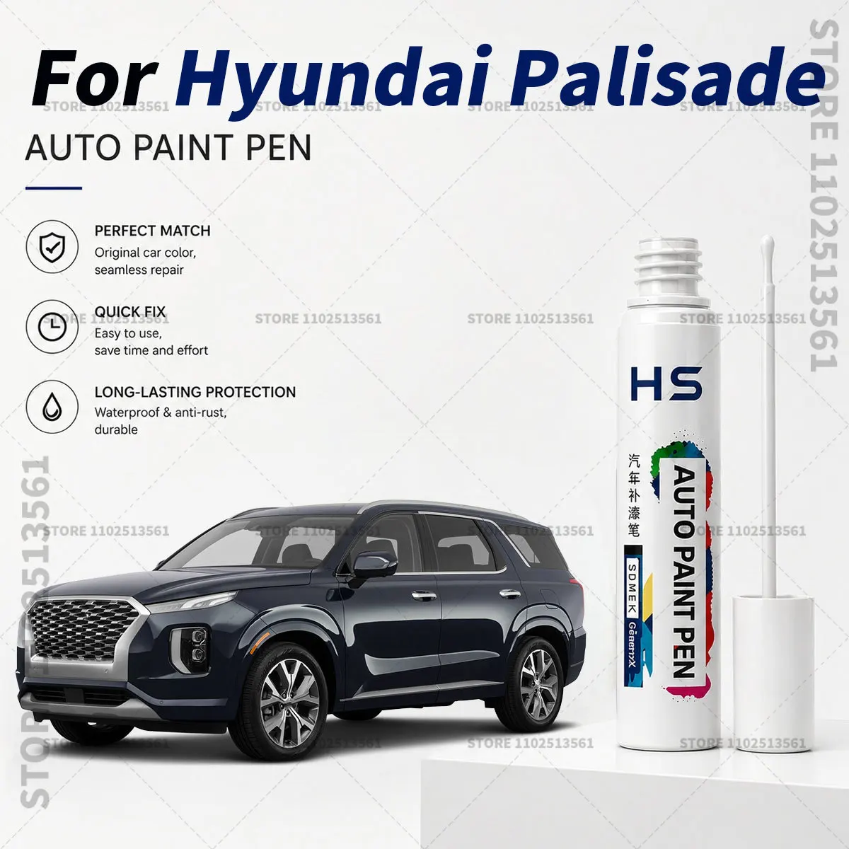 For Hyundai Palisade Automotive Touch Up Paint Pen – Restore Car Paint & Remove Scratches Black Hyper White Typhoon Silver Blue