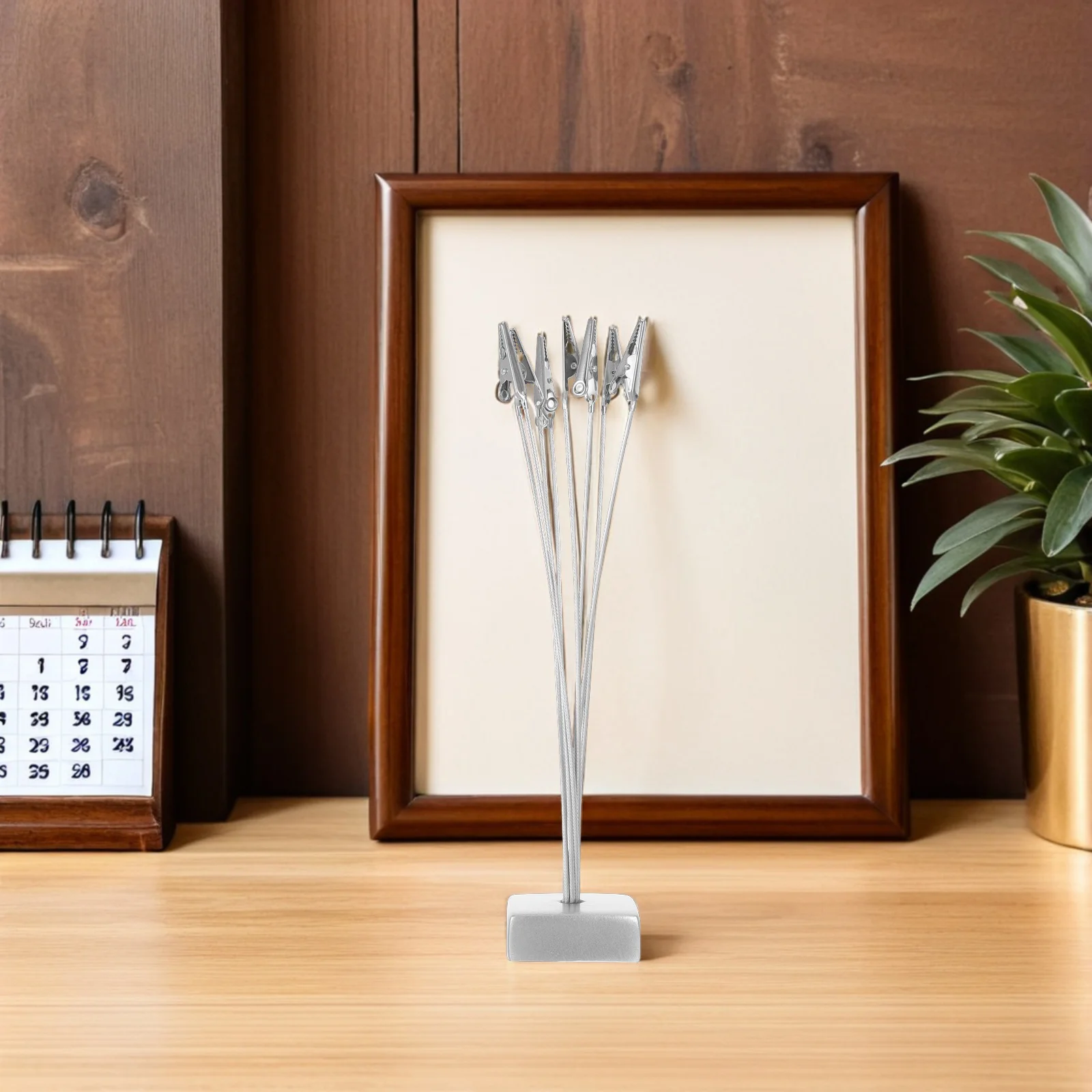 

2Pcs Multihead Memo Clip Holder for Desk - Base Note Organizer - Metal Desktop Memo Clips for Cards Photos Office