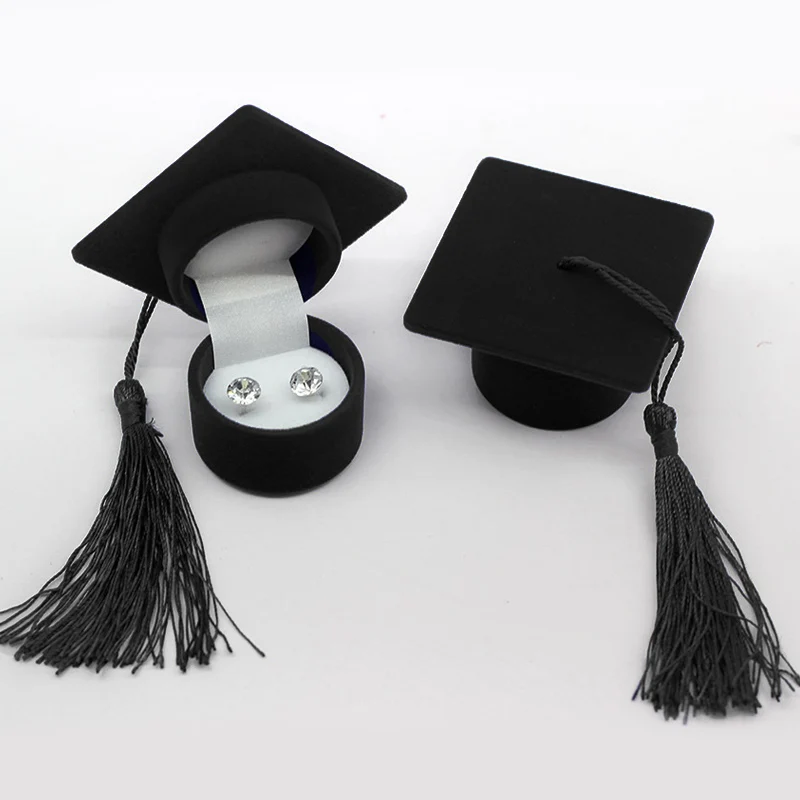 1PC Schmuckschatulle Abschluss Bachelor Hut Ring Ohrring Aufbewahrungsbox Hochzeit Verlobung Abschluss Geschenk Schmuck