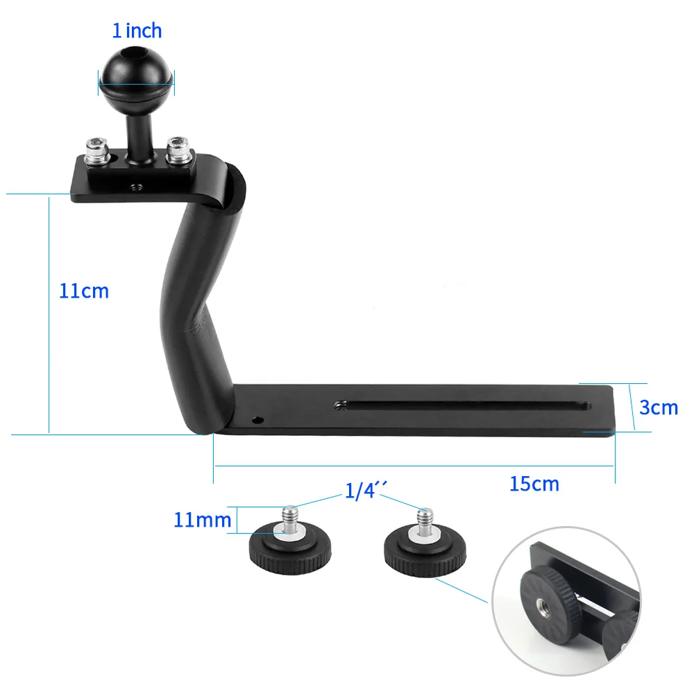 Tauchhalterung aus Aluminiumlegierung, Z-Typ, Einzelgriff mit Basisadapter für Gopro Unterwasserkamera, Fotogehäuse, Taschenlampe – Detail 10