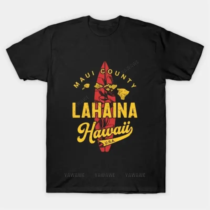 New arrived short cotton top Mens brand fashion t-shirt Summer T shirts For Men Hawaii Lahaina Maui Hawaiian Surfing T Shirt