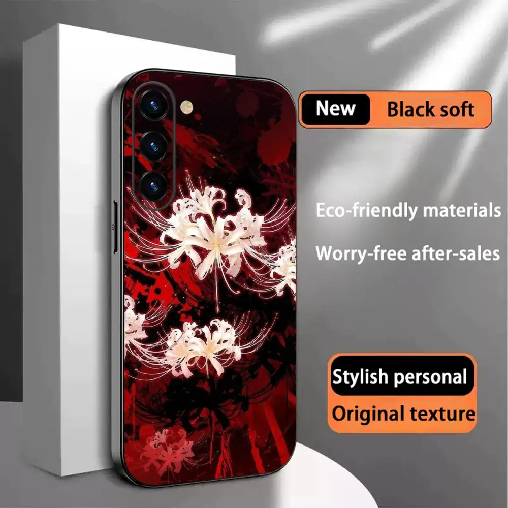 Japan Art Red spider lilys japan Phone Case For Samsung Galaxy S26 S25 S24 S23 S22 S21 Plus Ultra Note20 Soft Black