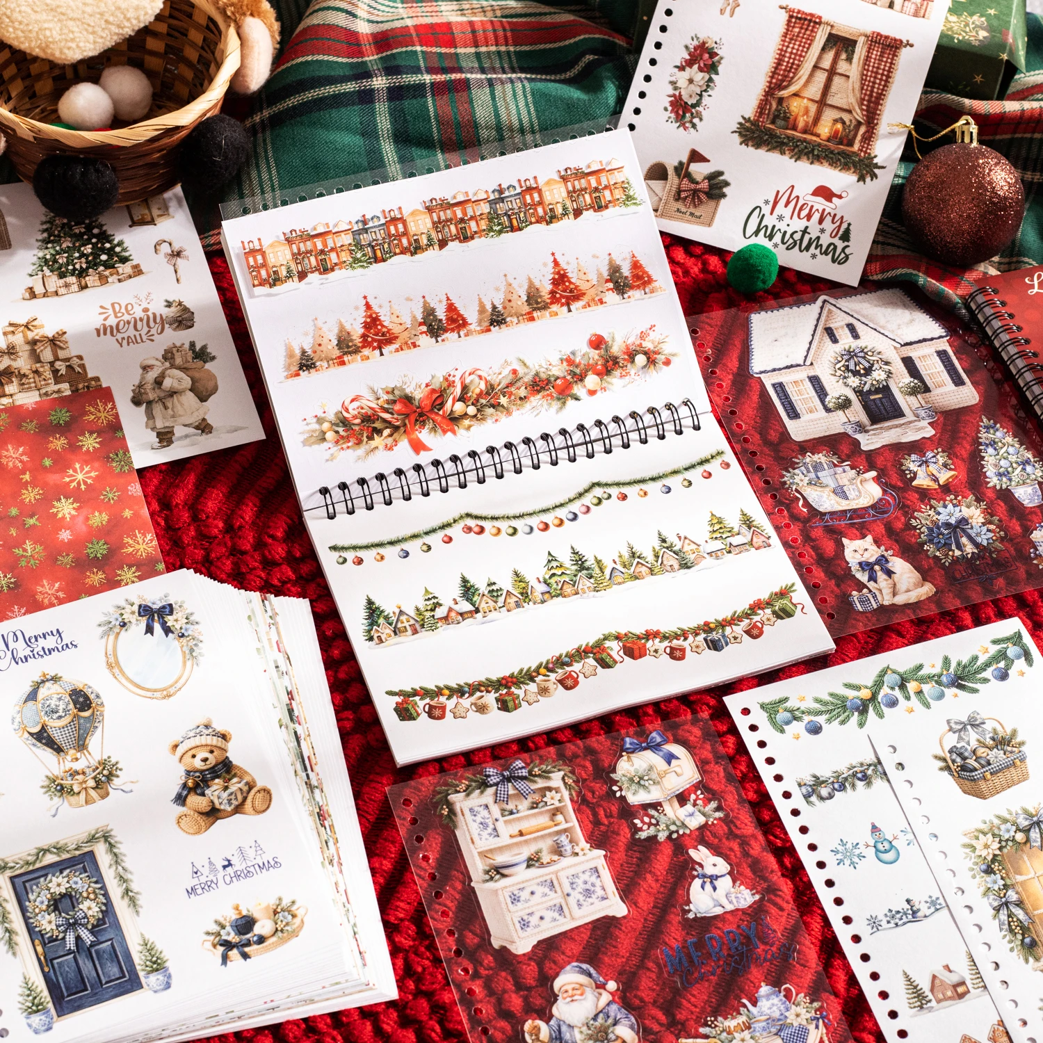 Vintage Christmas Tree Decoration Landscape Sticker Book Creative DIY Journal Material Collage Scrapbooking Stationery