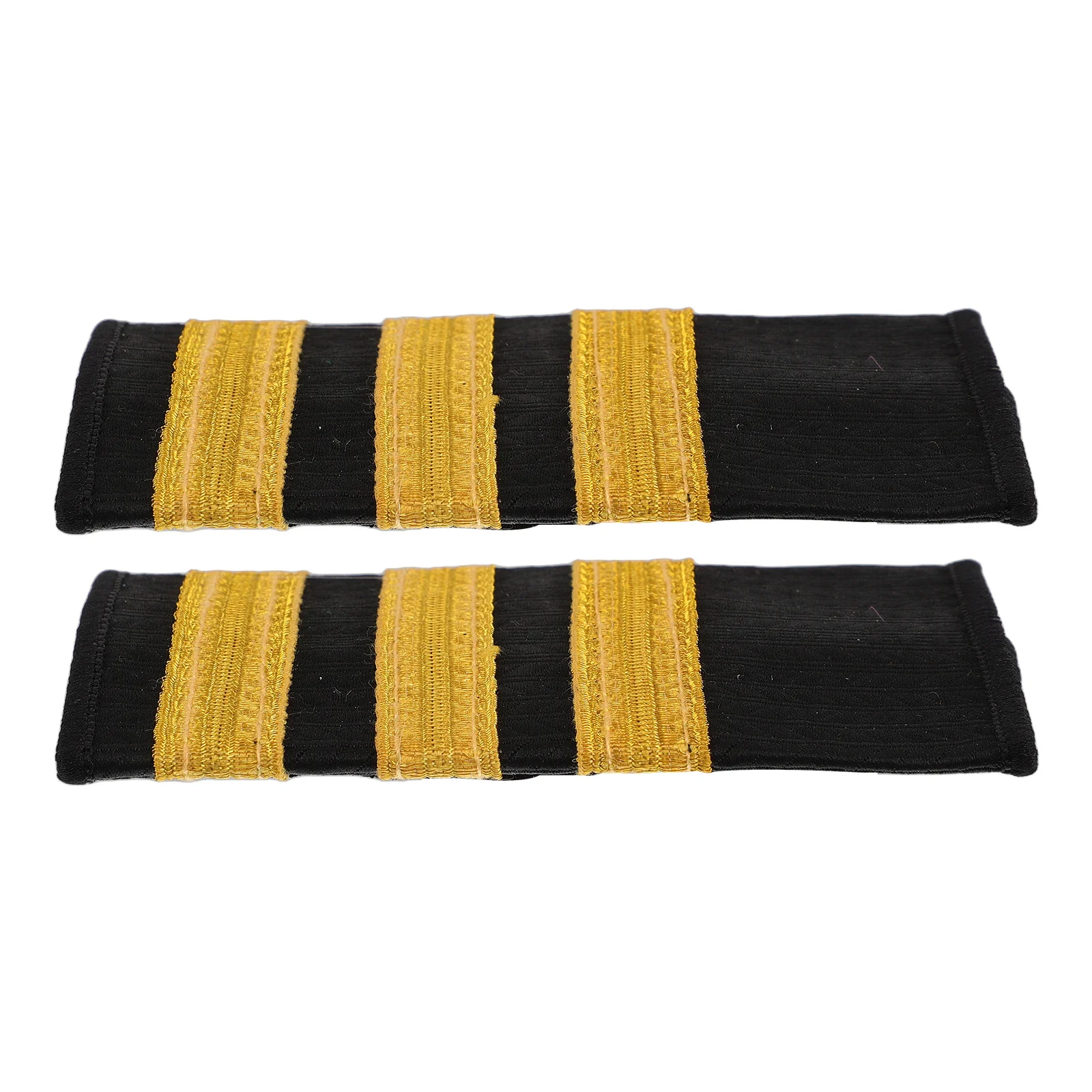 

1Pair Captain Shoulder Boards Premium Pilot Epaulets with Three Gold Stripes for Aviation Uniforms Training