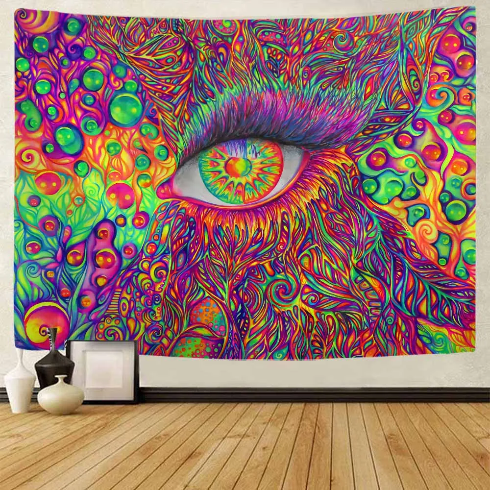 Psychedelic Eye Tapestry Printed Wall Hanging Bohemian Home Fabric Decorative Carpet Witchcraft Hippie Bedroom Hanging Cloth