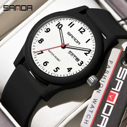 SANDA Men Watch Silicone Strap Fashion Casual Waterproof Luminous Clock Unisex Wristwatch Date Week Sport Man Watches