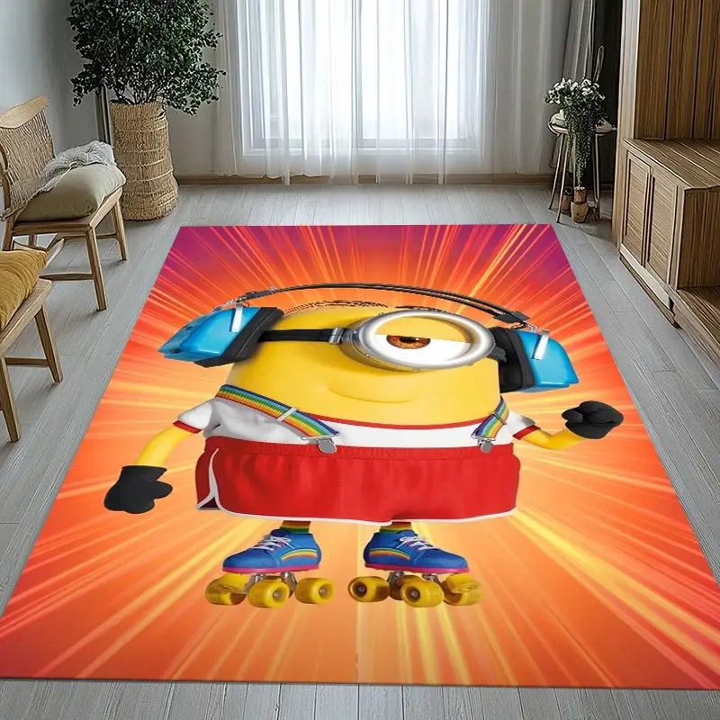Funny Kawaii M-Minions Cartoon Area Rug,Soft Non-Slip Carpet Mat for Living Room Bedroom Playroom,Sofa Floor Rug,Home Decor Gift