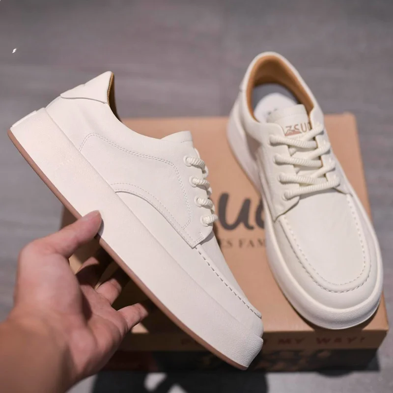 

Trendy Casual oes Men's Leather Low-Top Lace-Up oes Spring 2024 Faionable Flat Heel Rubber Outsole Me