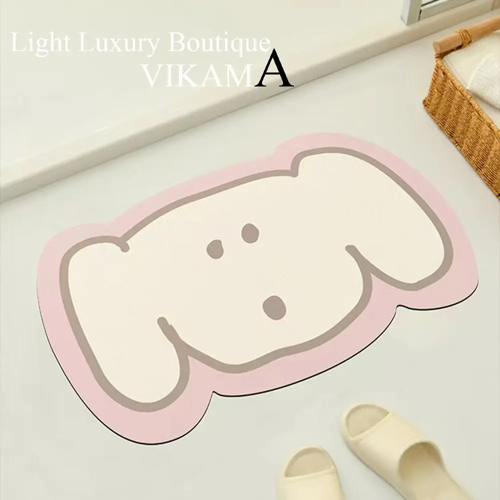 VIKAMA Cartoon PVC Diatomite Floor Mats Household Kitchen Bathroom Entrance Anti-slip Foot Mats Washable Dirty Resistant Rug